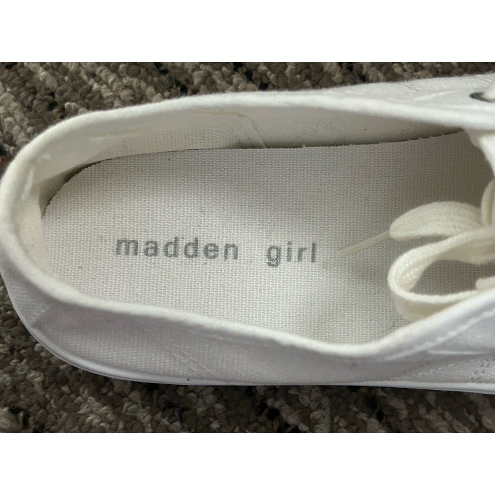 Madden Girl Womens Ebonie Canvas Sneakers White Lace Up Platform Flat Heel 8.5M - Picture 5 of 6